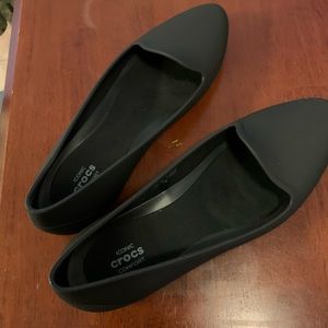 Black croc flats size 8